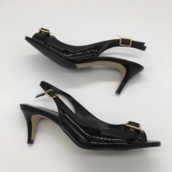 Cole Haan Grand OS Peep Toe Slingback Heel - Black - 8 - Picture 8 of 12